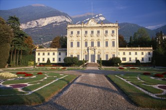 ITALY, Lombardy, Lake Como, "Private villa and formal gardens near Tremezzo, gravel drive leading
