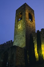 ITALY, Lombardy, Lake Garda , Manerba di Garda.  Castello crenellated walls and bell / clock tower