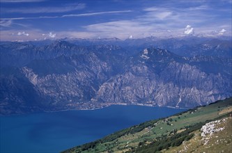 ITALY, Lake Garda , View over Lake Garda and surrounding landscape from Monte Baldo.