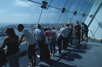 ENGLAND, Hampshire, Portsmouth, "Gunwharf Quays. The Spinnaker Tower. Interior with visitors