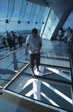 ENGLAND, Hampshire, Portsmouth, Gunwharf Quays. The Spinnaker Tower. Interior on the observation