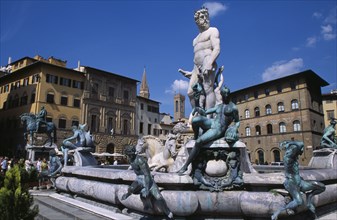 ITALY, Tuscany, Florence, Piazza della Signoria. The Fountain of Neptune