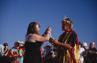ENGLAND, East Sussex, Eastbourne, Pagans celebrating the Lammas Day festival in August.