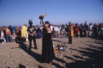 ENGLAND, East Sussex, Eastbourne, Pagans celebrating the Lammas Day festival in August.