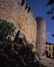 FRANCE, Languedoc-Roussillon, Aude, "Chateau Villerouge-Termenes.  Outer walls of medieval castle