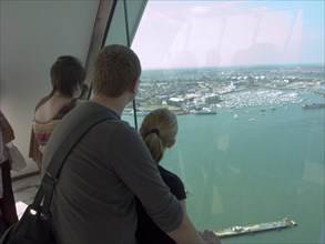 ENGLAND, Hampshire, Portsmouth, "Gunwharf Quays. The Spinnaker Tower. Interior view with visitors