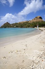 WEST INDIES, St Lucia, Gros Islet , Pigeon Island National Historic Park seen from a nearby beach