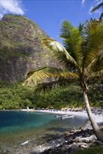 WEST INDIES, St Lucia, Soufriere , Val des Pitons The white sand beach at the Jalousie Plantation