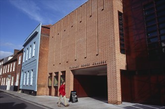 ENGLAND, West Sussex, Chichester, Pallant House Gallery exterior with a man wearing a red jacket
