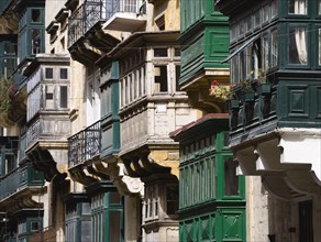 MALTA, Valletta, Traditional balconies along Republic Street