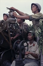 VIETNAM, North, War, North Vietnamese soldiers with anti aircraft missile launcher.