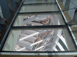 ENGLAND, Hampshire, Portsmouth, Gunwharf Quays. The Spinnaker Tower. Interior view looking down