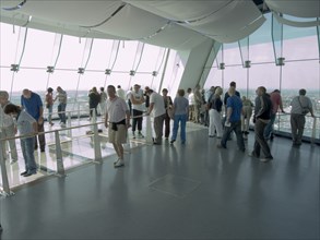 ENGLAND, Hampshire, Portsmouth, "Gunwharf Quays. The Spinnaker Tower. Interior view with visitors