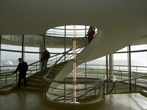 ENGLAND, East Sussex, Bexhill-on-Sea, The De La Warr Pavilion. Interior view of the helix staircase