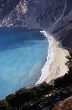 GREECE, Ionian Islands, Cephalonia, View over Mirtos beach.