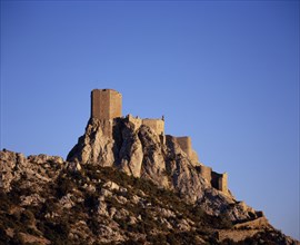 FRANCE, Languedoc-Roussillon, Aude, "Ruins of Chateau Queribus, last stronghold of the Cathar