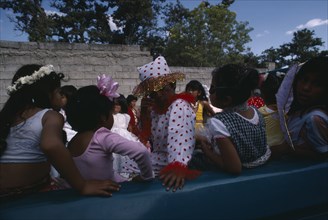 MEXICO, Tlaxcala, Children in costume for carnival procession.