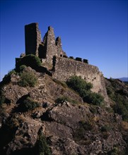 FRANCE, Languedoc-Roussillon, Aude, "Chateaux de Lastours, Cathar castles.  Chateau Surdespine