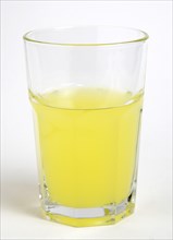 DRINK, Soft Drinks, Sugar, Soda glass containing yellow coloured soft drink