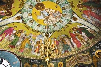 ROMANIA, Moldavia, Piatra Neamt, "Fresco on ceiling, Church of the Holy Three Hierarchs, Biserica