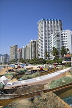 MEXICO, Guerrero State, Acapulco, Condominiums and hotels beside beach