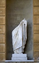 ITALY, Lazio, Rome, Vatican City Museum Belvedere Palace Marble statue in a niche of the lower half