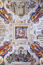 ITALY, Lazio, Rome, Vatican City Painted ceiling detail in the Papal Apartments within the Palace