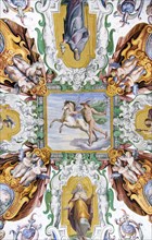 ITALY, Lazio, Rome, Vatican City Painted ceiling detail in the Papal Apartments of the Palace