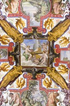 ITALY, Lazio, Rome, Vatican City Painted ceiling detail in the Papal Apartments of the Palace