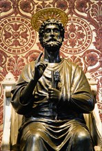 ITALY, Lazio, Rome, Vatican City St Peter's Basilica The 13th Century bronze statue of St Peter