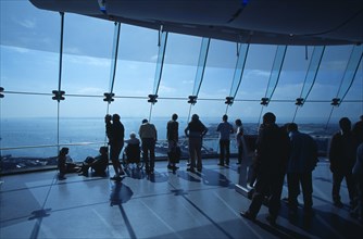 ENGLAND, Hampshire, Portsmouth, "Gunwharf Quays. The Spinnaker Tower. Interior at top of tower with