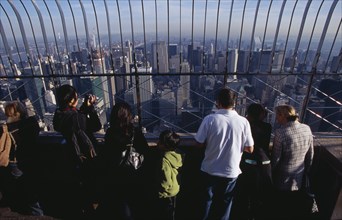 USA, New York, New York City, View north over city  from top of the Empire State Building at 8.30 a