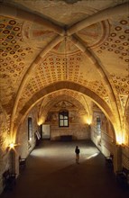 ITALY, Lombardy, Lake Maggiore, Angera.  Interior of reception hall in Rocca di Angera medieval