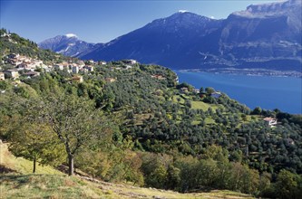 ITALY, Lombardy, Lake Garda Area, Landscape west of Lake Garda in area around village of Tremosine.