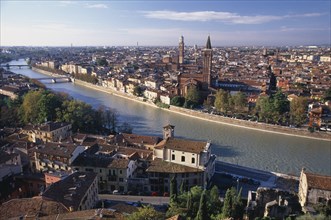 ITALY, Veneto, Verona, Cityscape and the Adige River.