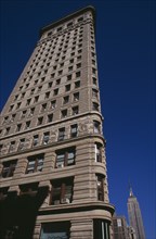 USA, New York, New York City, "Part view of the Flatiron Building from 23rd Street.  Steel framed,