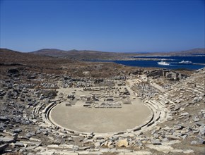GREECE, Cyclades Islands, Delos, Amphitheatre Ruins