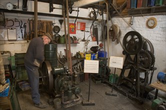ENGLAND, West Sussex, Amberley, "Amberley Working Museum. The Engine Workshop with a collection of