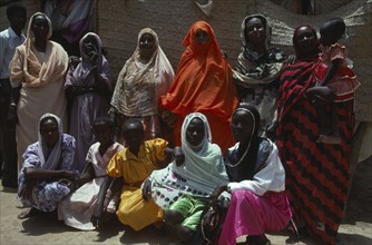 SUDAN, South Tokar, People, Beni Amer nomadic Arab extended family.  Note facial scarification of