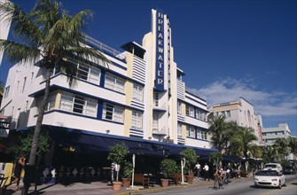 USA, Florida, Miami , South Beach. Ocean Drive. Art Deco Break water Hotel exterior