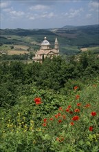 ITALY, Tuscany, Montepulciano, Tempio di San Biagio Church. High Renaissance church with domed roof