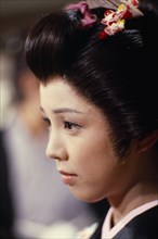 JAPAN, Honshu, Tokyo, "Portrait of actress in scene from popular television series set in the Edo