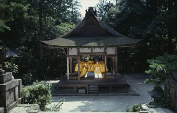 JAPAN, Honshu, Kyoto, "Sagimori Shrine.  Bugaku has been preserved for over a thousand years by