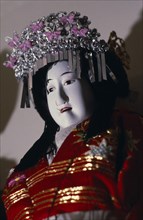 JAPAN, Arts, Performance, Detail of bunraku puppet female character.