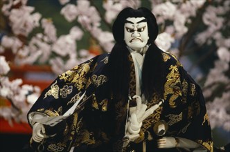 JAPAN, Arts, Performance, "Bunraku puppet male character portraying strong emotion with a series of