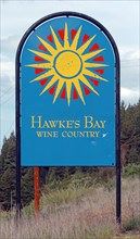 NEW ZEALAND, NORTH ISLAND, HAWKES BAY, "NAPIER, HAWKES BAY SIGN ON ROUTE 5 ON THE OUTSKIRTS OF