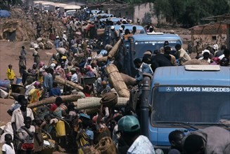 BURUNDI, Aid, UN trucks picking up huge numbers of refugees fleeing civil war.