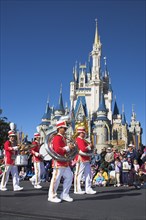 USA, Florida, Orlando, Walt Disney World Resort. Marching band during  Disney Dreams Come True