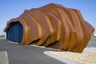 ENGLAND, West Sussex, Littlehampton, The rusted metal structure of the fish and seafood restaurant