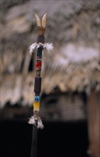COLOMBIA, North West Amazon, Tukano Indigenous People, "Detail of top of Makuna Kurubeti stave used